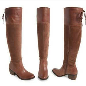 Lucky Brand Komah Brown Over-the-Knee Women's Healed Boots Size 7 Leather Lace
